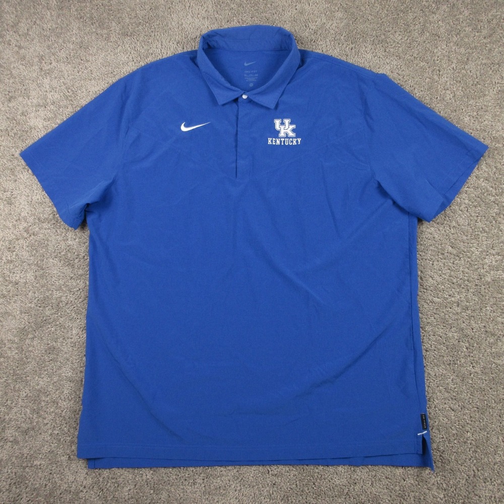 Kentucky Wildcats Polo Shirt Men 2XL Blue Nike Drifit Snap Coach Basketball Golf